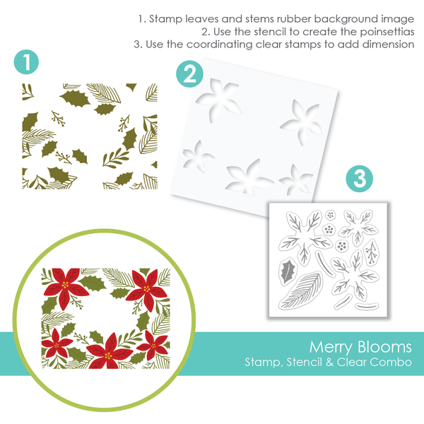 Taylored Expressions - Merry Blooms Stamps, Stencil & Clear Combo