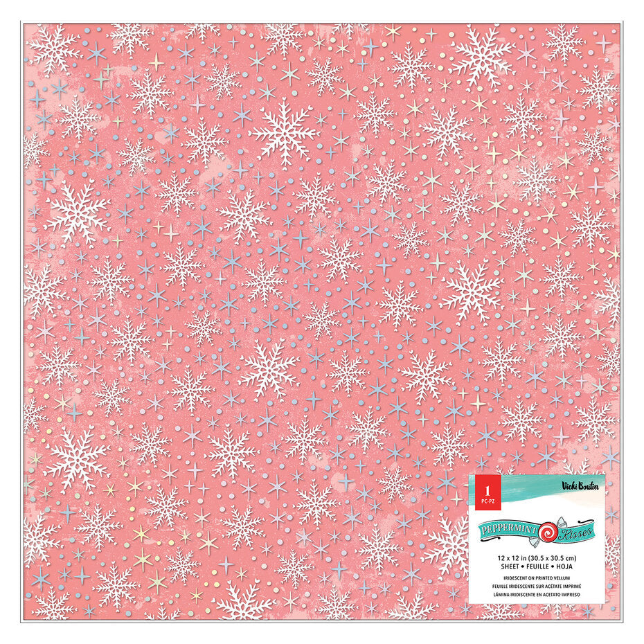 American Crafts - Vicki Boutin Peppermint Kisses 12x12 Inch Iridescent Foil on Printed Vellum (1pc)
