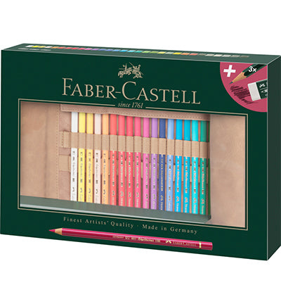 Faber Castell - Polychromos Colour Pencil & Pencil Roll (34pcs)