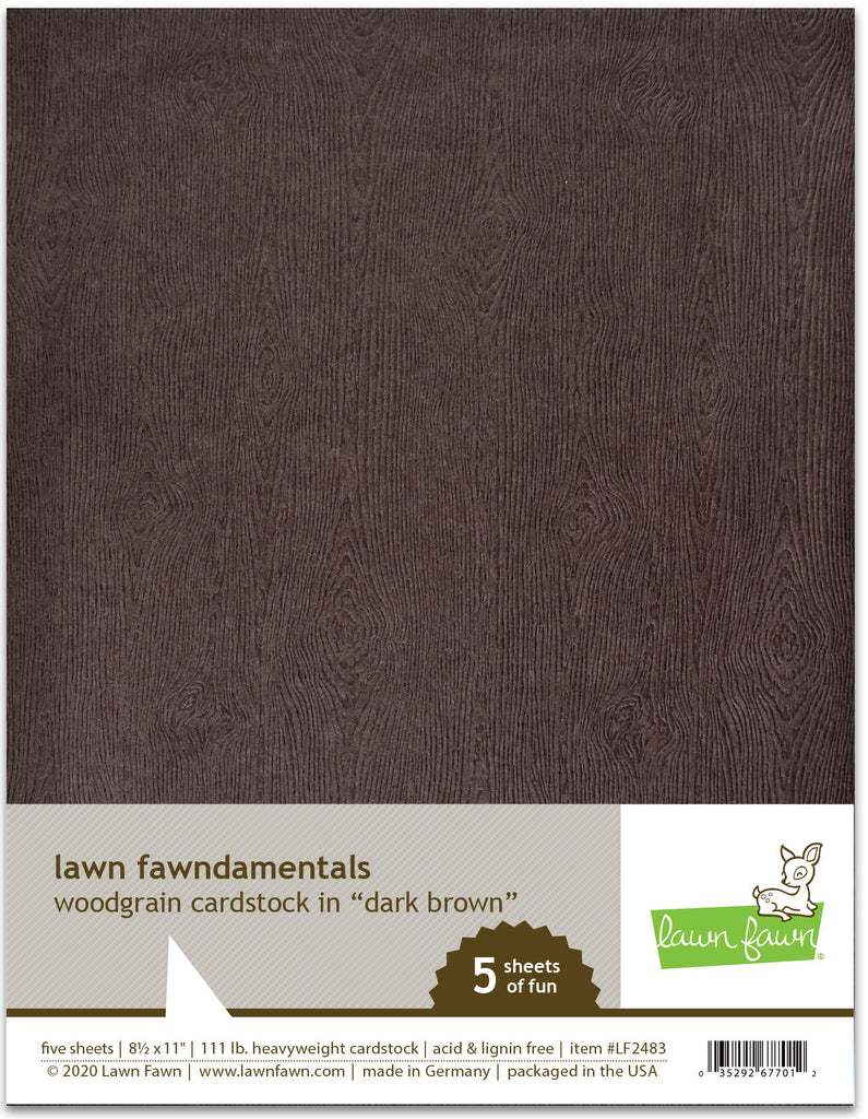Lawn Fawn - Woodgrain Cardstock - Dark Brown