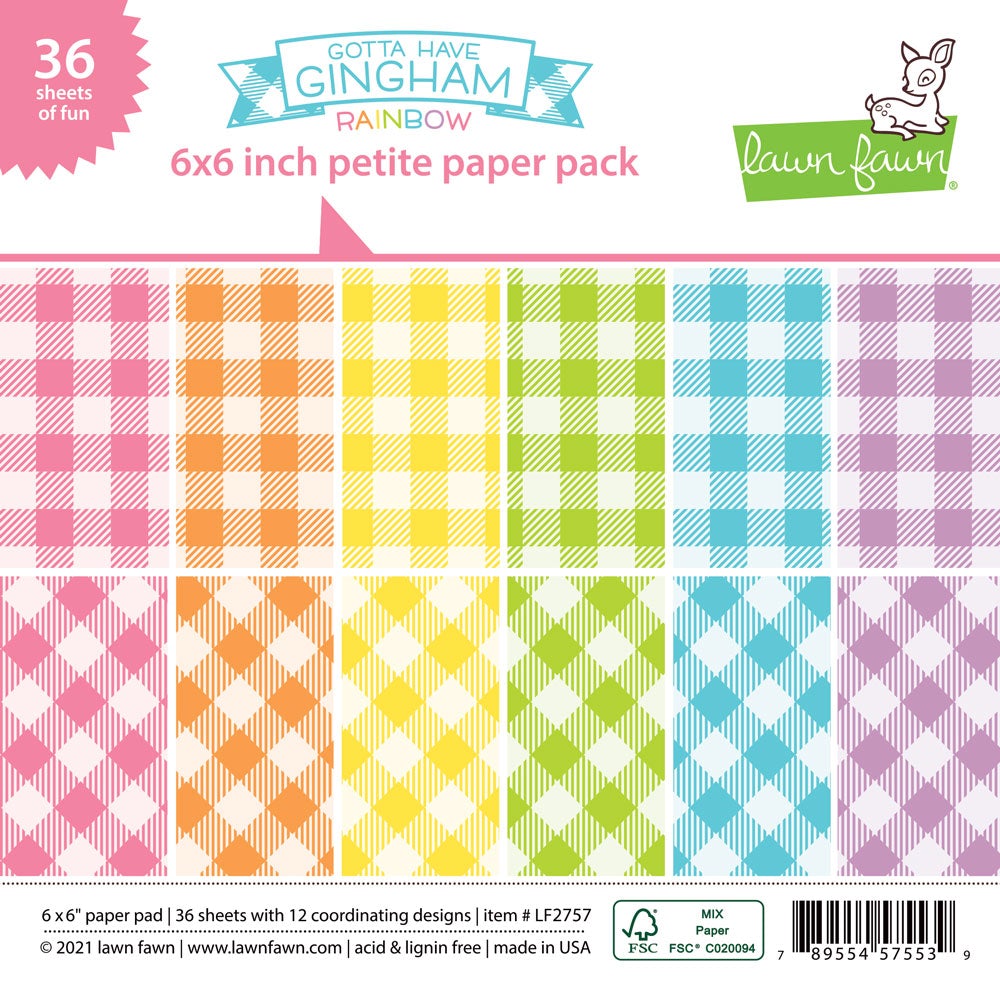 Lawn Fawn - Gotta Have Gingham Rainbow Petite Paper Pack 6x6"