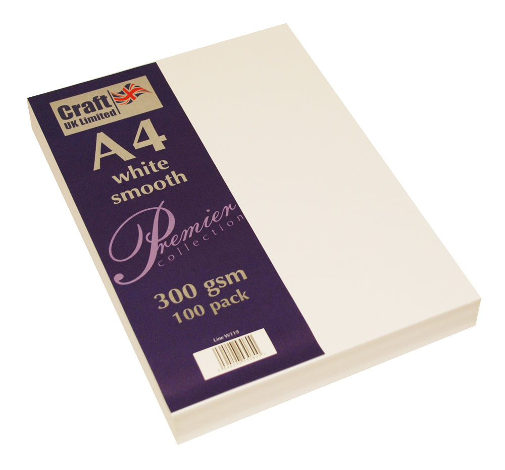 Craft UK - Premium Collection A4 White Smooth Paper Pack (300gsm)