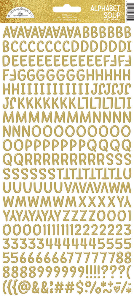 Doodlebug Design - Gold Alphabet Soup Puffy Stickers