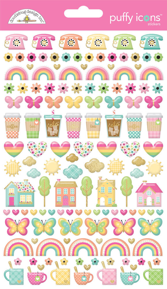 Doodlebug Design - Hello Again Puffy Icons Stickers