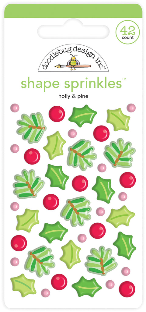 Doodlebug Design - Holly & Pine Shape Sprinkles (42pcs)