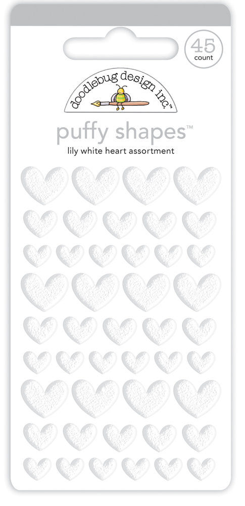 Doodlebug Design - Lily White Heart Puffy Shapes