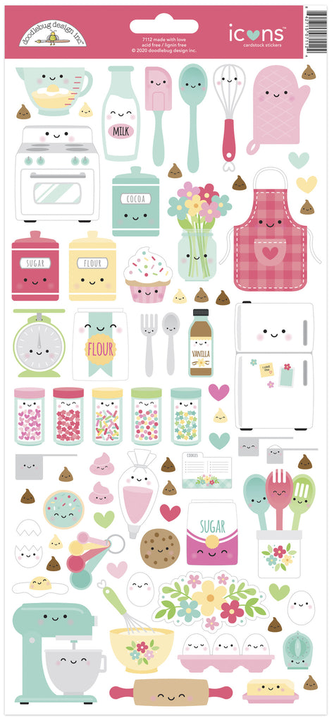 Doodlebug Design - Made With Love Icons Sticker