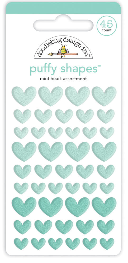 Doodlebug Design - Mint Heart Puffy Shapes