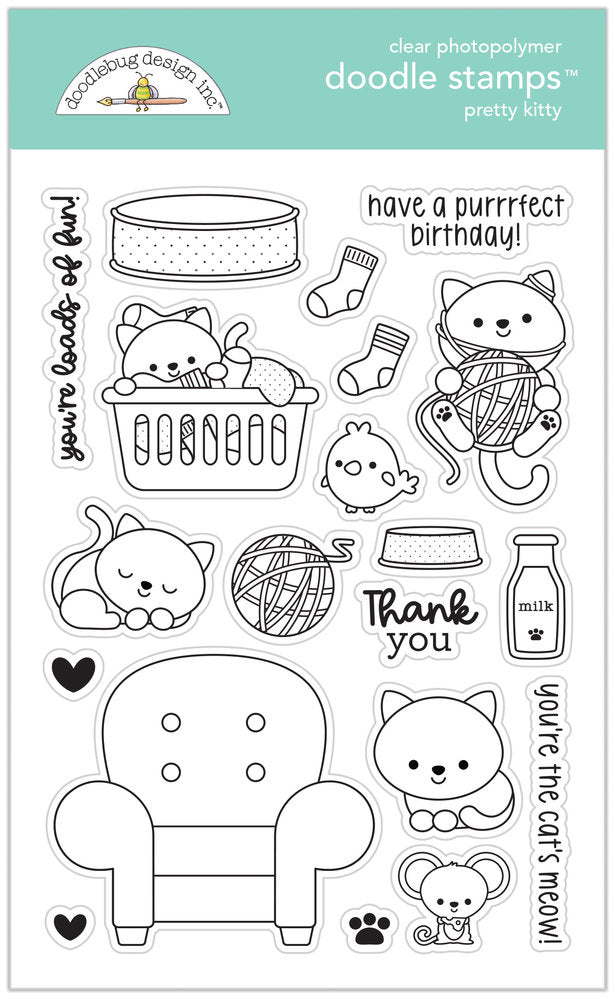 Doodlebug Design - Pretty Kitty Doodle Stamps
