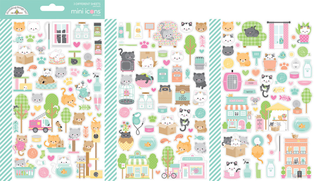 Doodlebug Design - Pretty Kitty Mini Icons Stickers