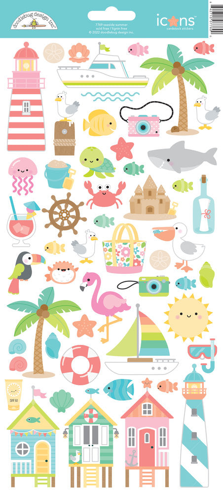 Doodlebug Design - Seaside Summer Icons Stickers