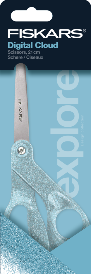 Fiskars - Scissors Universal Glitter Digital Cloud (21cm)