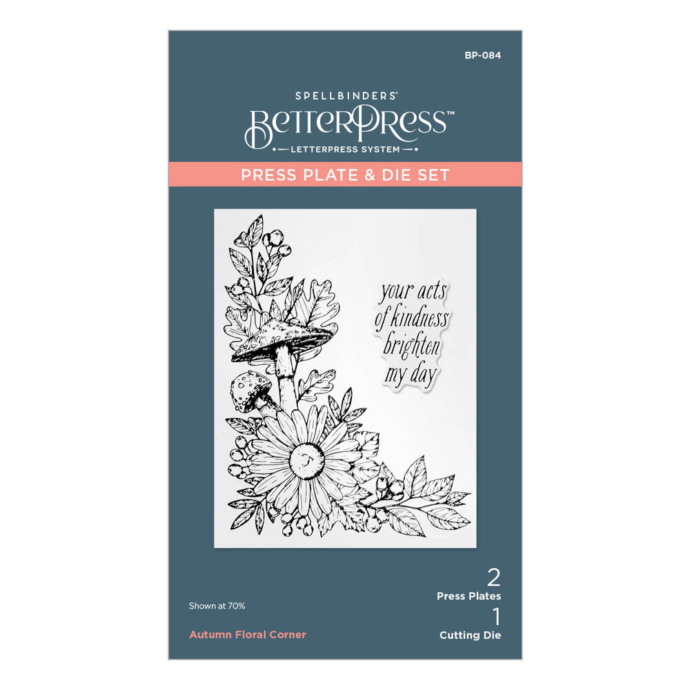 Spellbinders - BetterPress Autumn Floral Corner Press Plate & Die Set