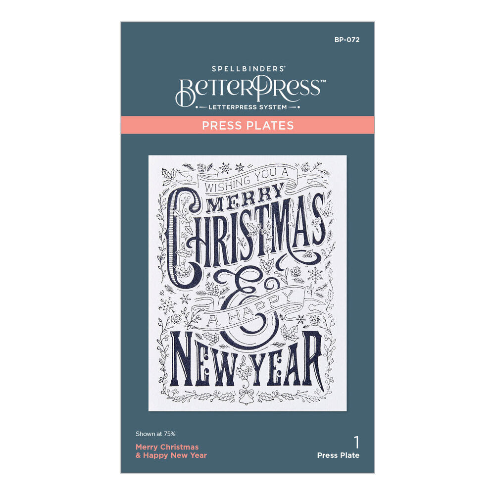 Spellbinders - BetterPress Merry Christmas & Happy New Year Press Plate