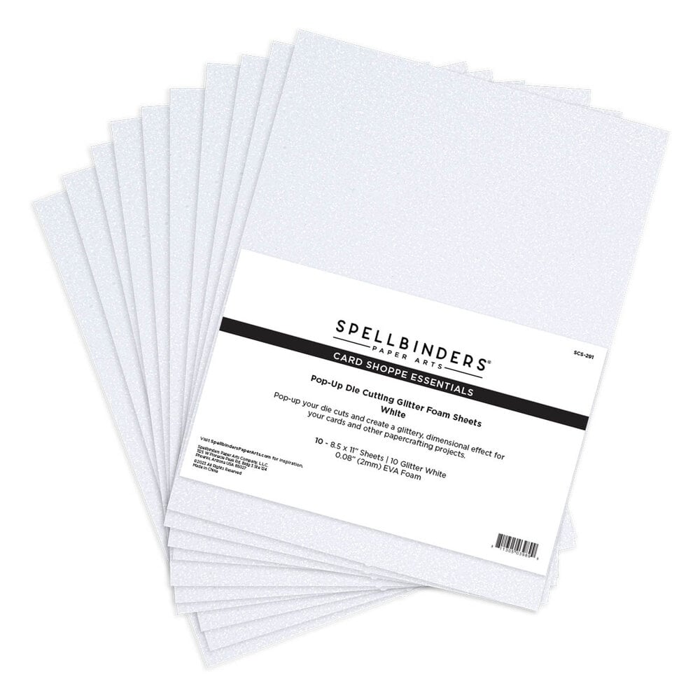 Spellbinders - Pop-Up Die Cutting Glitter Foam Sheets White (10pcs)