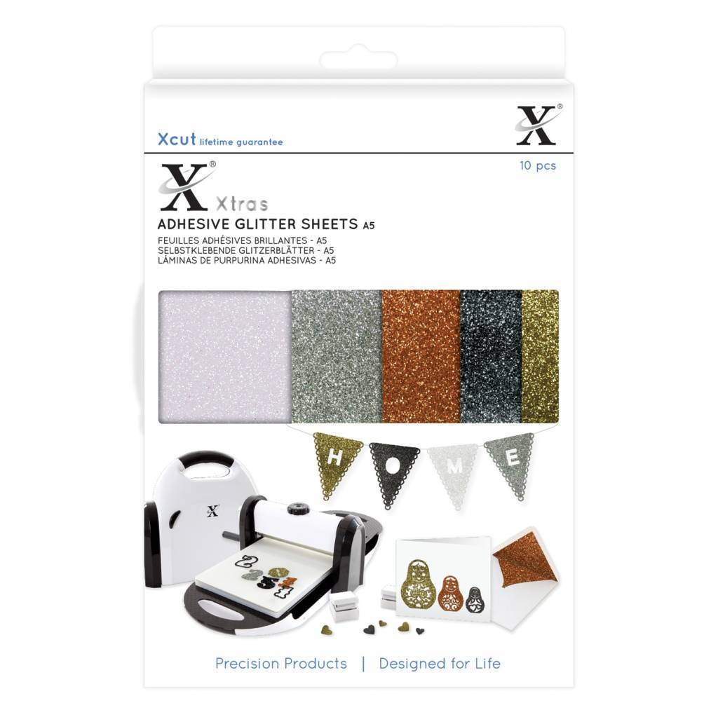 Docrafts - Xcut Xtra's A5 Adhesive Metallic Glitter Sheets (10pcs)