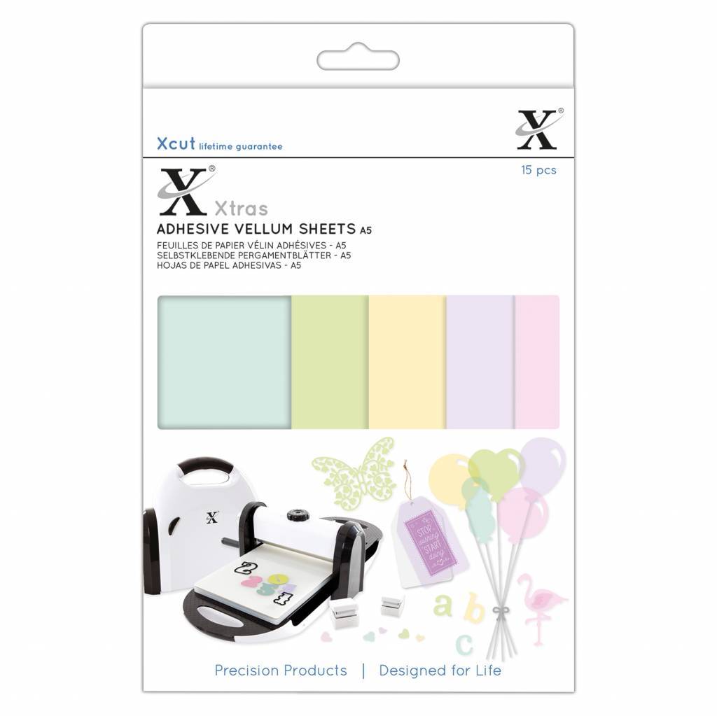 Docrafts - Xcut Xtra's A5 Adhesive Vellum Sheets Coloured (15pcs)